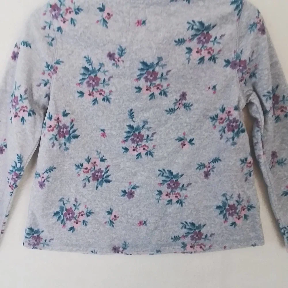 Oshkosh 1/4 Zip Fleece Pullover Size 6‎ in Grey w/ Floral Print